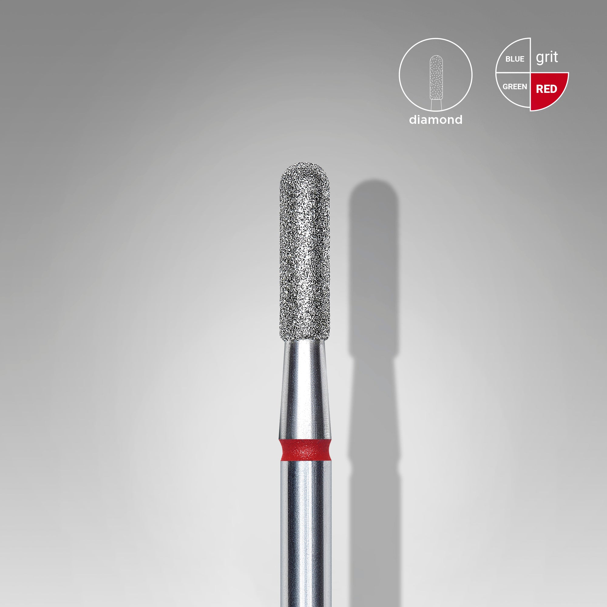 FA30R023/8 DIAMOND NAIL DRILL BIT, ROUNDED "CYLINDER", RED